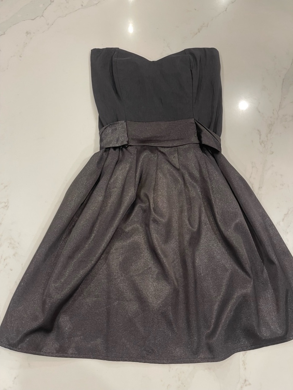 LF Strapless Shimmer Cocktail Dress in Black & Charcoal